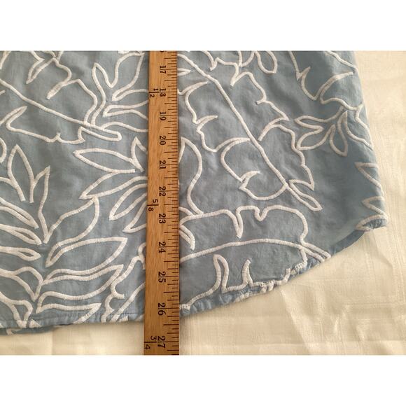 J Jill Embroidered Tie-Sleeve Top 3X lightweight blue - Picture 7 of 8